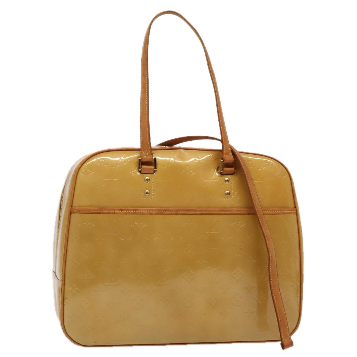 LOUIS VUITTON Monogram Vernis Sutton Boston Bag Beige M91139 LV 
