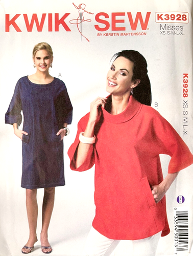 Kwik Sew Pattern K3928 3928 Womens Dolman Sleeve Dress & Tunic Top Sizes XS - XL