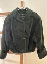 Denali Jacket Womens M Fleece Plush Moose Canoe Tree Cabin Coat Made In Usa