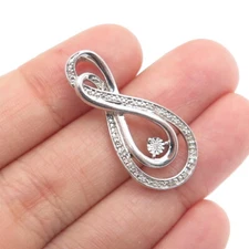 925 Sterling Silver Real Round-Cut Diamond Infinity Slide Pendant