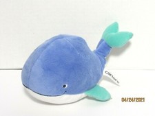 Carters Whale Plush Rattle Blue Green White Corduroy Fish Ocean Sea Mammal Toy