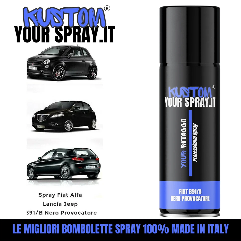 KUSTOMYOURSPRAY.IT Spray Fiat Alfa Lancia Jeep 891/B Nero Provocatore 400ml !! LUCIDO !!