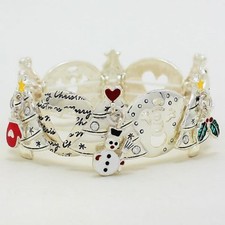 Christmas Charm Bracelet Women Stretch Bangle Tree Snowman Bell Holiday Gift