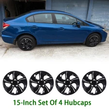 15" 4PCS Black Lacquer Hubcaps for 2006-2011/2013-2015 Honda Civic Wheel Covers