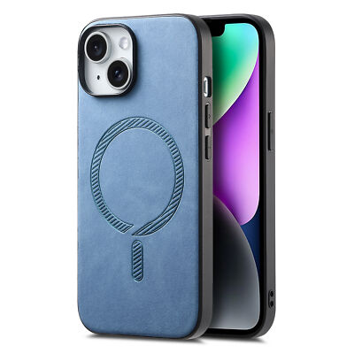 For iPhone 16e 15 11 12 16 14 13 Pro Leather Case Shockproof Mag Safe Cover
