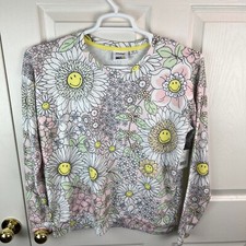New NWT Women's PJ Salvage x Smiley Pajama Top Flowers Long Sleeve Small S Soft