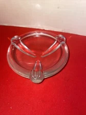 VTG ROUND CLEAR GLASS HAND BLOWN  5" CIGARETTE ASHTRAY- Estate Find