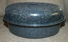 Self-Basting Roasting Pot With Lid Enamel Coated Oval Roaster Large MADE IN USA