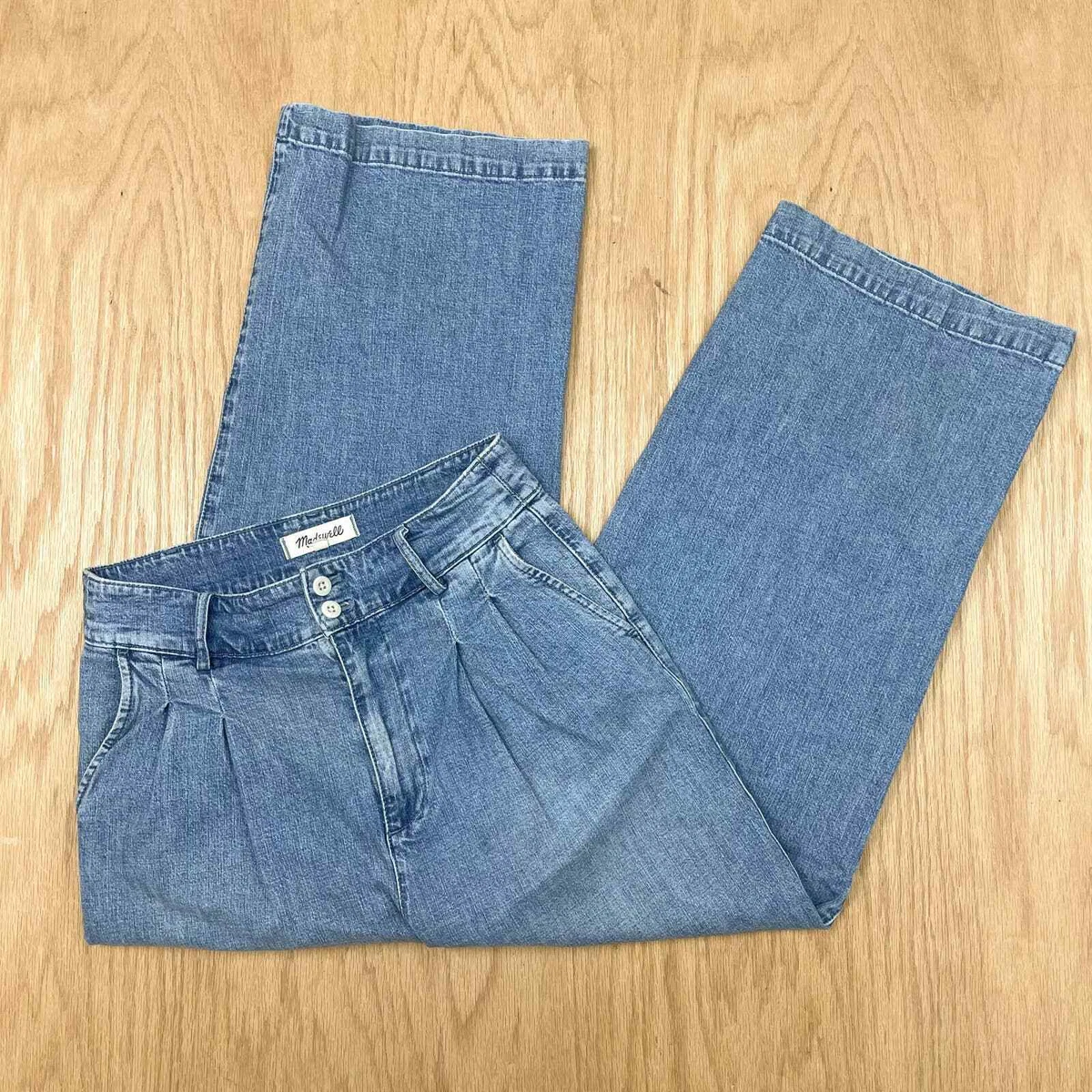 Madewell pleated wide store leg jeans