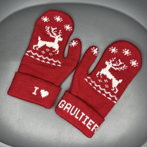 Women Jean Paul Gaultier Gloves Red Acrylic One