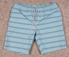 Bonobos Men's Striped Swim Trunk Aqua Blue Medium 9"