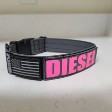 Tactical K9 1.5" Dog Collar Gray with Personalized Patch and Flag Military Style