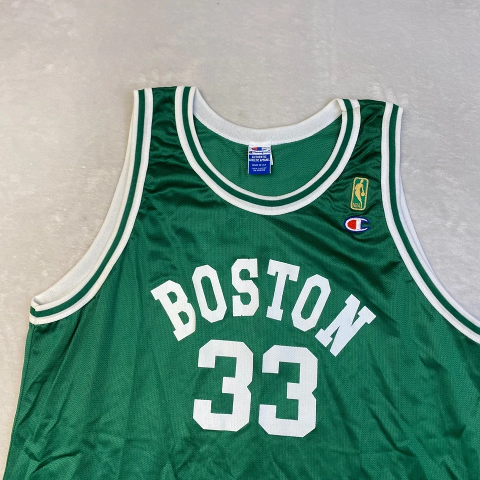 Camiseta deportiva vintage del campeón Larry Bird de los Boston Celtics con logotipo dorado de la NBA #33 para hombre talla 52 Foto 2 de 4