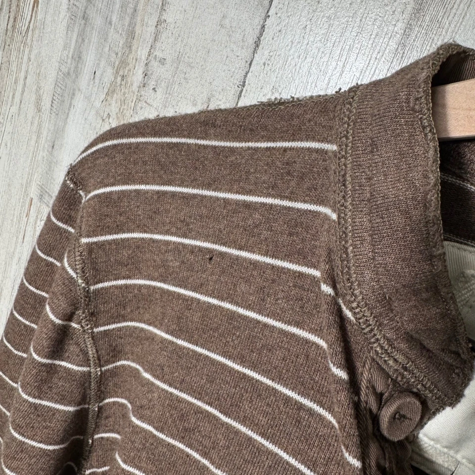 De Colección Y2K Abercrombie & Fitch Marrón Rayas Henley Manga Larga Para Hombre Mediano Foto 4 de 4