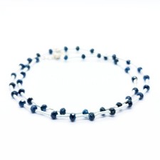 AAA Blue Sapphire Bead Necklace 4mm Faceted Rondelle Beads Sapphire Beaded