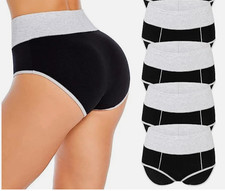 4 Pairs High Waisted Women Underwear Cotton Panties Breathable Stretch Briefs
