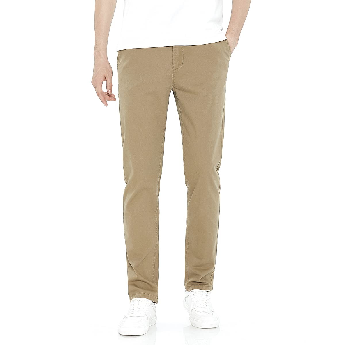 Мужские повседневные стрейчевые брюки цвета хаки ZIGSAM коричневого цвета, размер 36