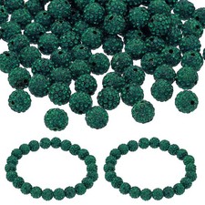 150Pcs 8mm Rhinestone Beads Clay Disco Ball Diamond Beads Sparkle Dark Green
