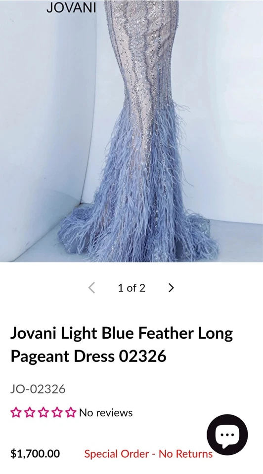 Jovani NEW Beaded Feather Embellished Illusion 02326 Gown Size 4 $1,700.00 - Image 4 of 4