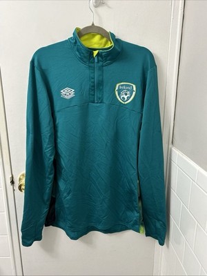 Umbro 1/4 Zip Mens L Teal Neon Ireland FAI National Team Pro