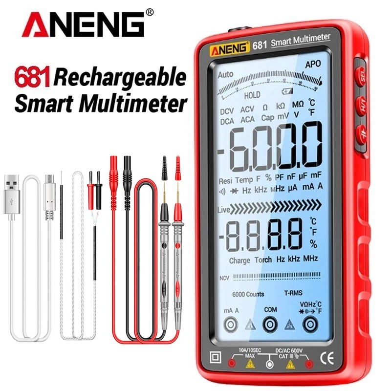 Smart LCD Digital Multimeter 6000 Counts AC&DC Voltage Tester Resistance Meter