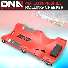 40" Portable Side Pockets Workshop Plastic Floor Creeper With Swivel Casters Red