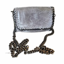 Borse in Pelle Italian Leather Silver Chain-Edge Crossbody Bag