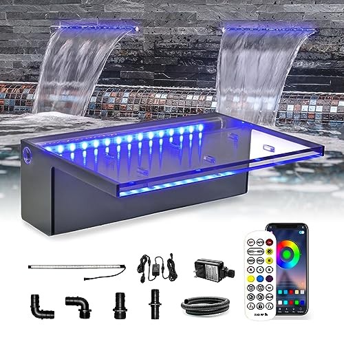 Aliviadero Cascada APP Control Luz LED Multicolor Piscina Exterior
