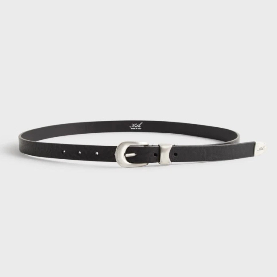 NEW Kith Western Belt Black Leather Silver Buckle Men’s Size L Made In Italy