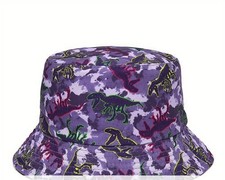 kids bucket hat dinosaur print color purple QUICK SHIP
