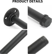 2 Pcs 12 Inch Industrial Pipe Clothes Rack DIY Wall Mounted, Heavy Duty Rusti...