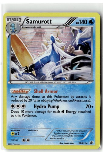 2013 POKEMON LEGENDARY TREASURES SAMUROTT 39/113 HOLO RARE MP + FREE GIFT