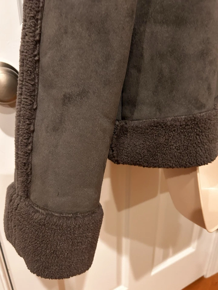 Anthropologie Marrakech Women's Faux Suede Gray Jacket Warm Moto EUC Large - Image 2 of 4