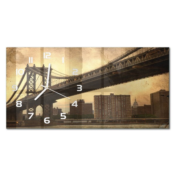 Glasuhr Wanduhr Mit Leisem Uhrwerk Manhattan New York WeißE Zeiger 60X30 Cm-image