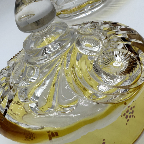 EAPG Riverside Glass Co's Amber Stained Esther Butter Dish Painted Dot Star - Picture 13 of 24