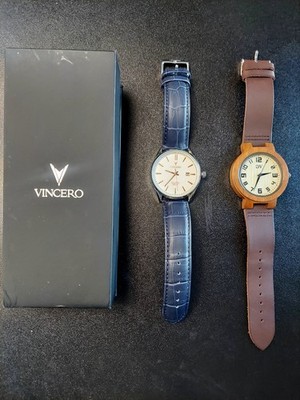 mens watches- vincero, VG from Greece blue wood great used condition See descrip