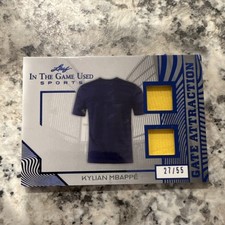 Kylian Mbappe game used jersey card 27/55
