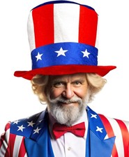 Patriotic Uncle Sam Top Hat 4th of July for Independent Day Party...