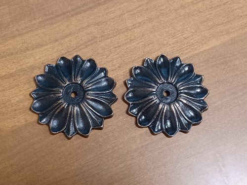 Floral Metal Hardware Cabinet Backplates (Lot Of 2) Vintage Style