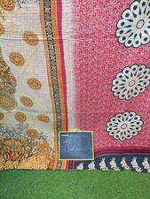 Vintage Patchwork Kantha Quilt Indian Cotton Sari Kantha Blanket Hand Stitched