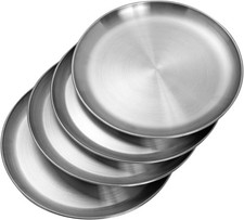 Stainless Steel Plates 10 inch Metal Lightweight Unbreakable Dinner Dishes