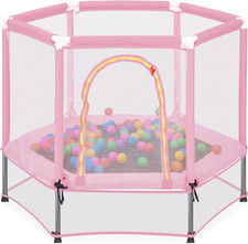 55" Indoor/Outdoor Kids Jumper: Safety Enclosure Net, Ball Pit Included  4.5FT
