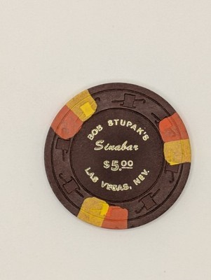 Bob Stupak's Sinabar (Downtown LV), $5 Casino Chip, used, very good condition