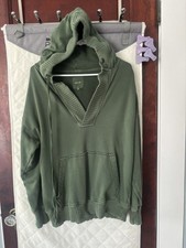 aerie Women's XS Green Down to Earth Oversized Pullover Hoodie V Neck Loungewear