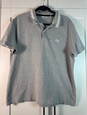 Lacoste Gray XXL Polo Shirt Textured Knit Collar Regular Fit Short Sleeve Preppy