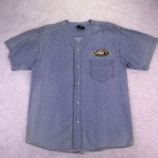 Vintage Looney Tunes Shirt Large Denim Sylvester Daffy Tweety Cartoons 90s