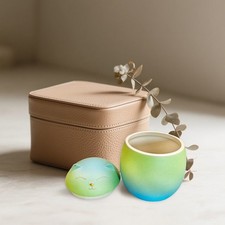 Smiley Cat Shaped Blue-Green Gradient L Pet Urn For Small Dog And Cat Ashes