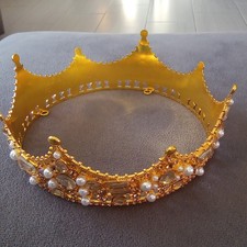 Gold King Crown with Pearls and Jewels Adult Unisex One Size
