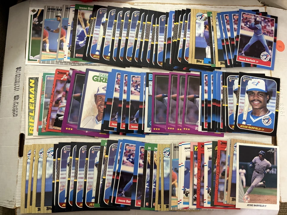 Lote de cartões de beisebol (375) Jesse Barfield MLB base coleção Toronto Blue Jays - Imagem 4 de 4