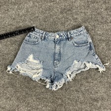 PacSun Denim Shorts Womens 28 High Rise Blue Distressed Cutoff Frayed Hem Y2K
